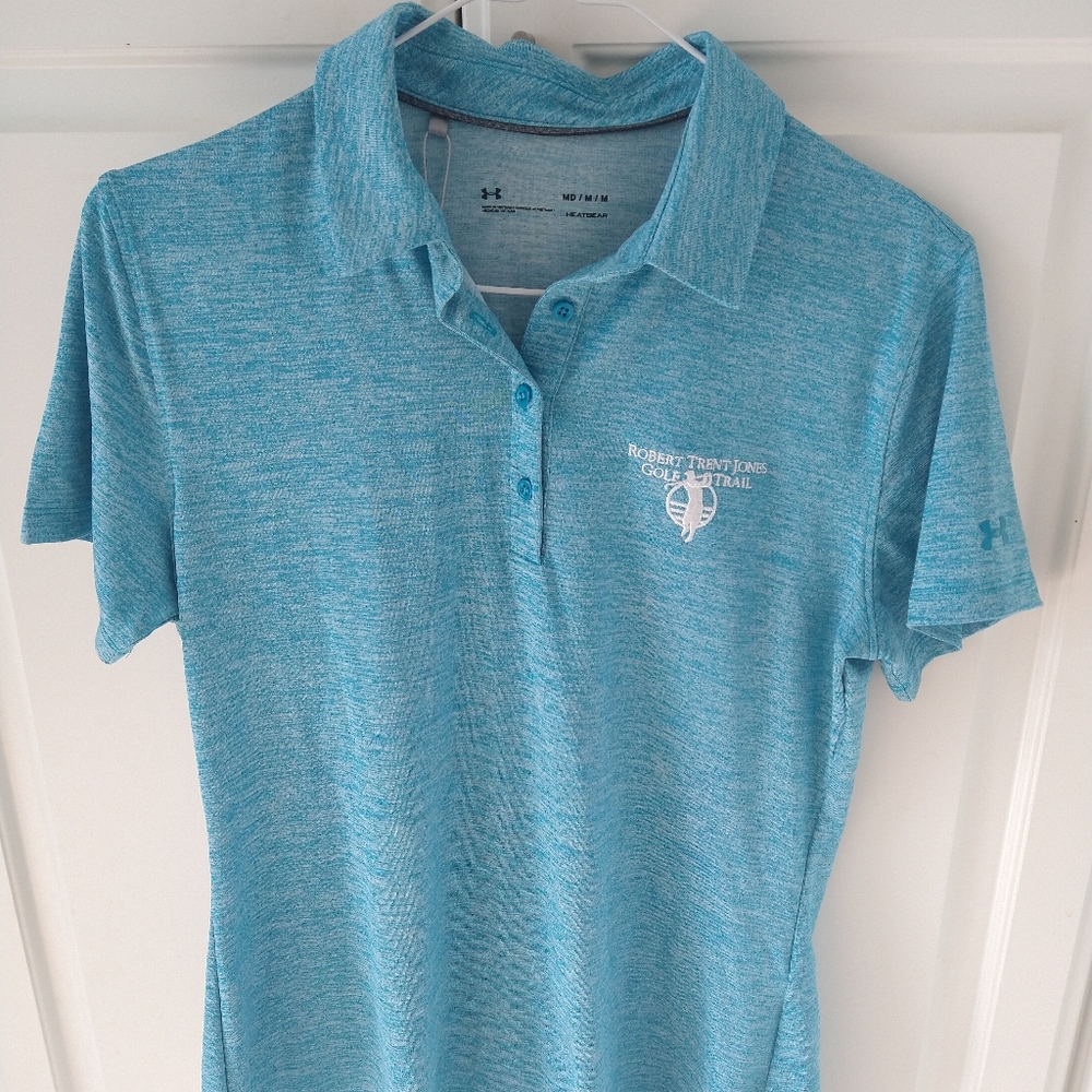 Ladies golf shirt size medium turquoise with Robert Trent Jones Golf logo new